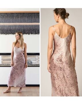 NEW AISE THE AUDREY SLIP DRESS IN ROSE LEOPARD XS​​